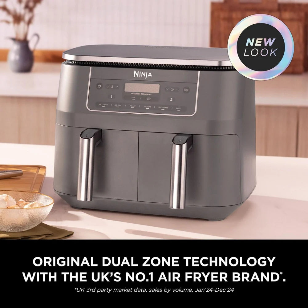Ninja 6 in 1 Dual Zone Air Fryer 7.6L DZ300UK - Gun Metal Grey