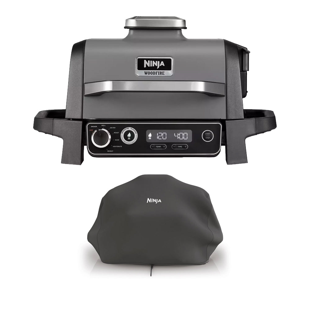Ninja Woodfire Electric BBQ Grill and Smoker with Cover OG701UKCOVERKIT - CLEARANCE