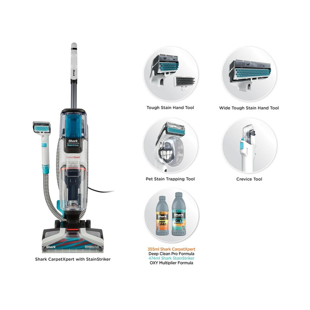 Shark EX200UK CarpetXpert Deep Carpet Cleaner with Built-In StainStriker - White