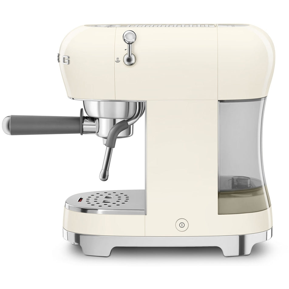 Smeg ECF02CRUK 50s Retro Style Espresso Coffee Machine with Steam Wand Cream