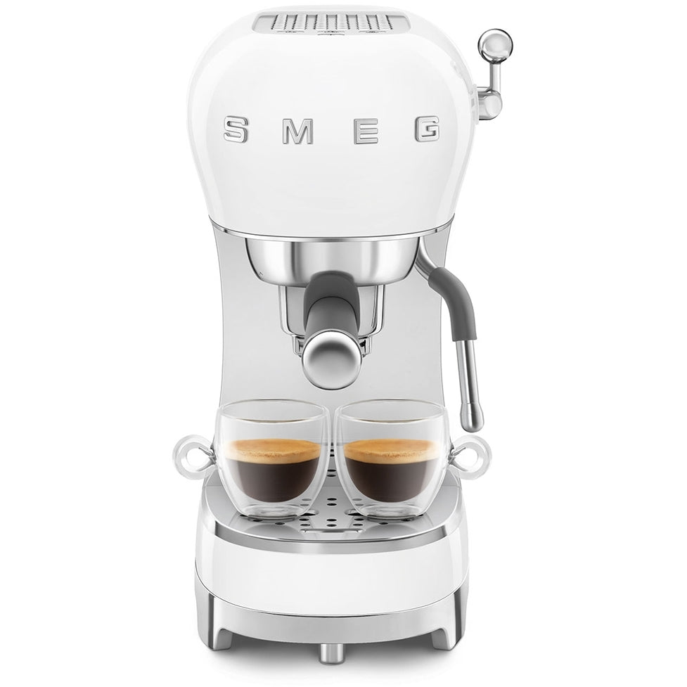 Smeg ECF02WHUK 50s Retro Style Espresso Coffee Machine with Steam Wand White