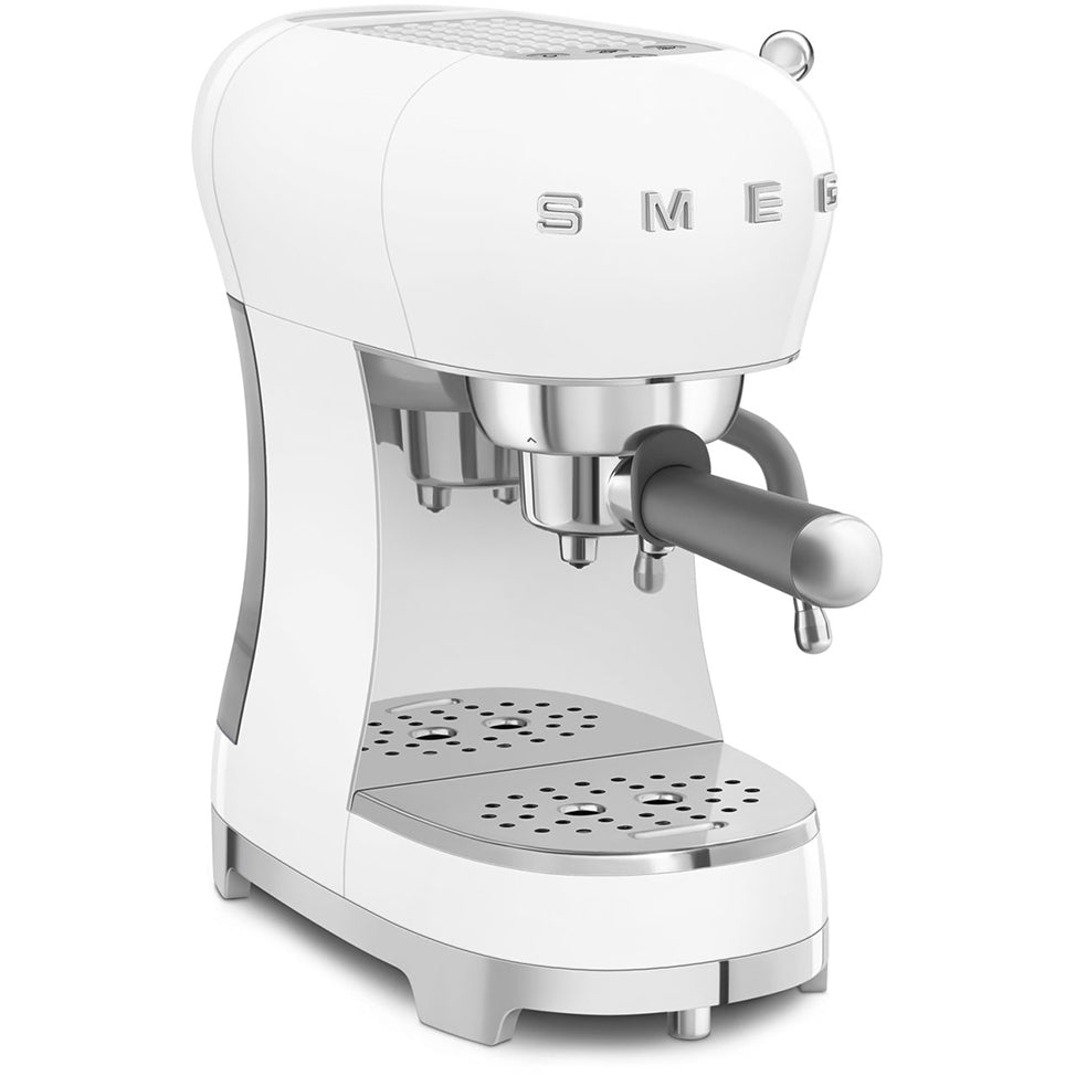 Smeg ECF02WHUK 50s Retro Style Espresso Coffee Machine with Steam Wand White