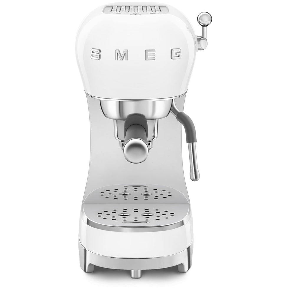 Smeg ECF02WHUK 50s Retro Style Espresso Coffee Machine with Steam Wand White